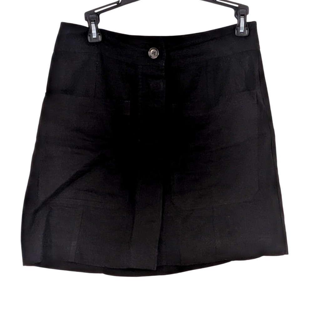 Banana Republic Black‎ Linen Blend Mini Skirt Size 6 Button Front Career Casual